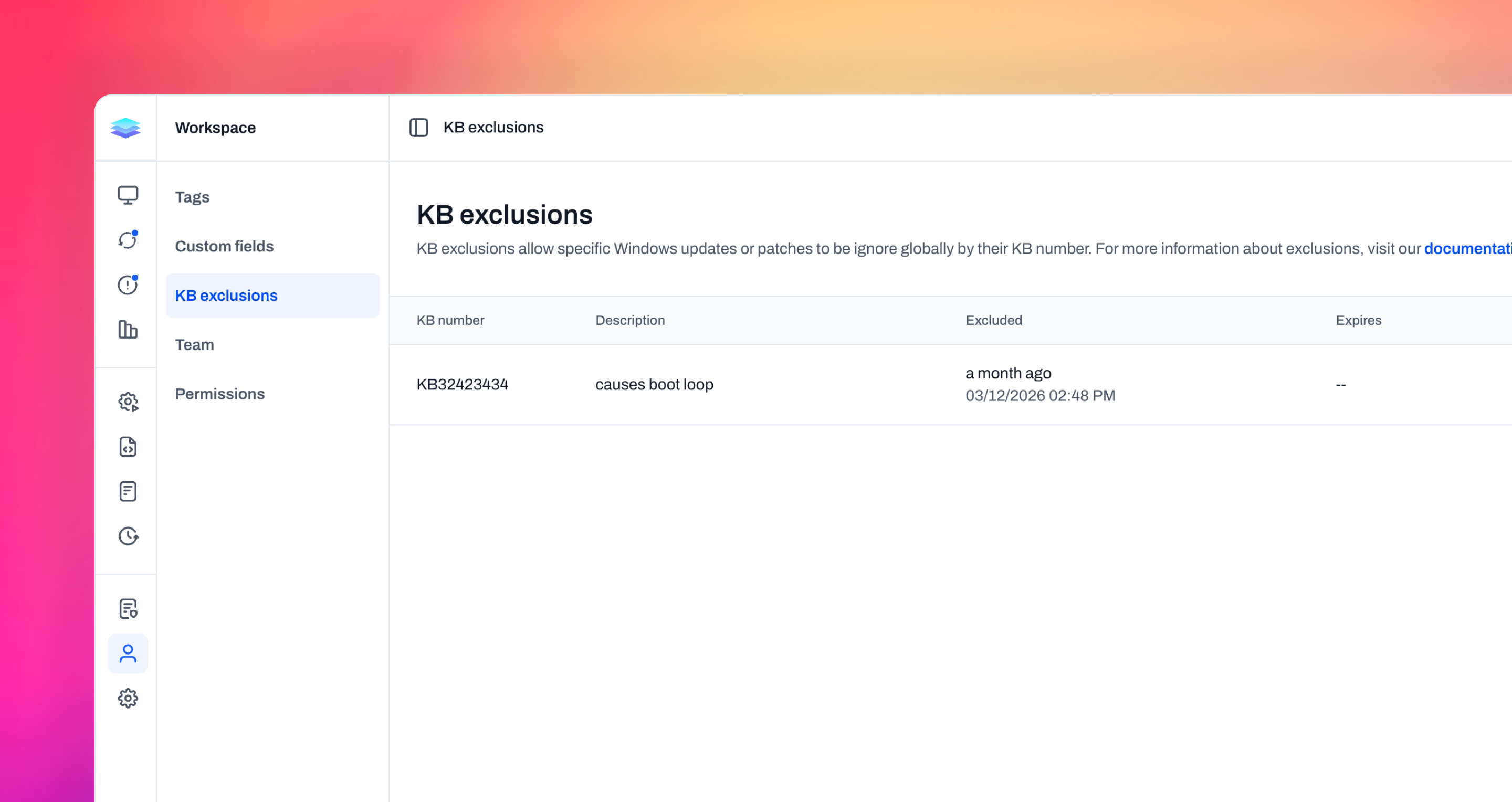 KB Exclusions