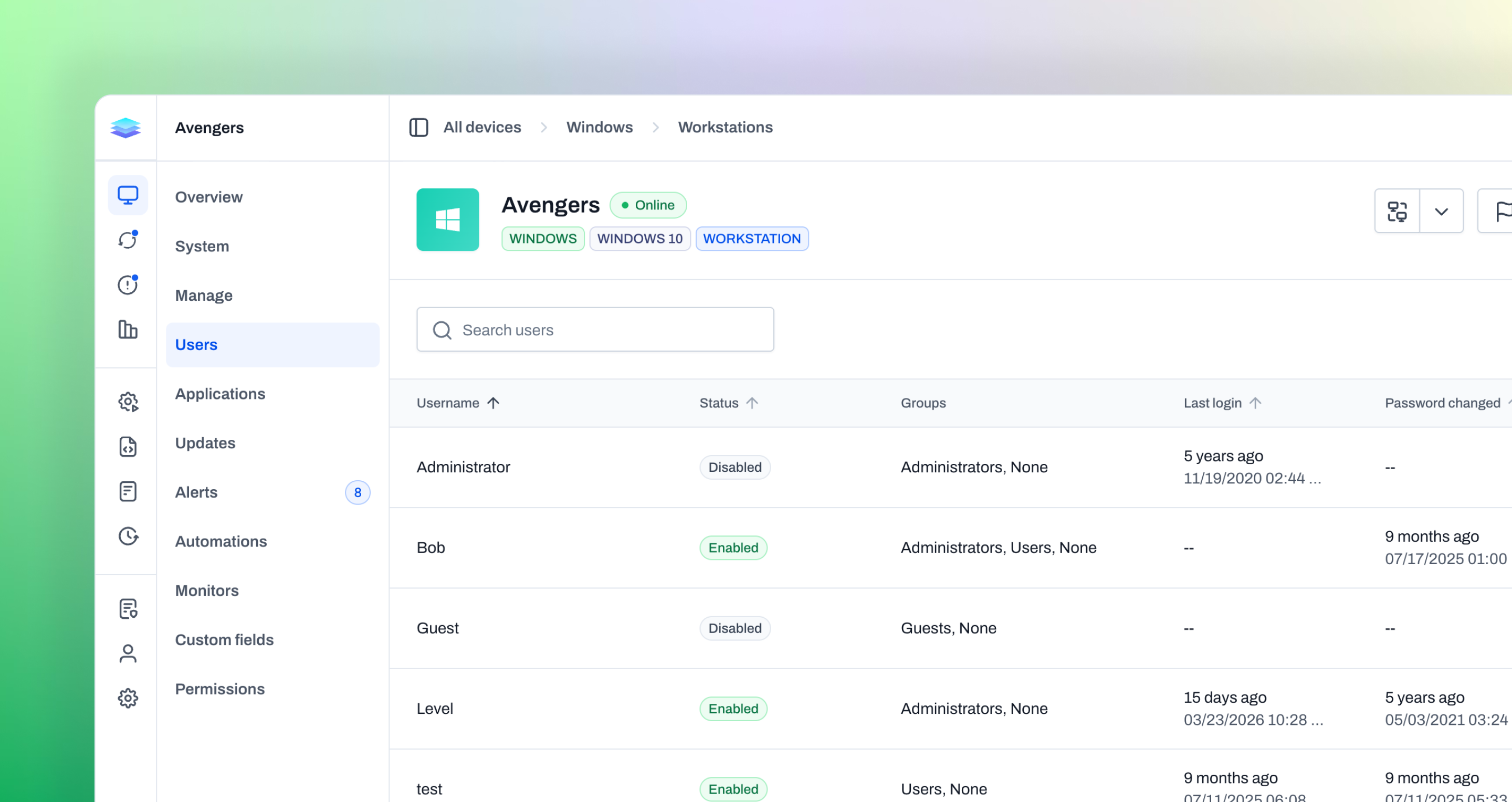 Local User Visibility