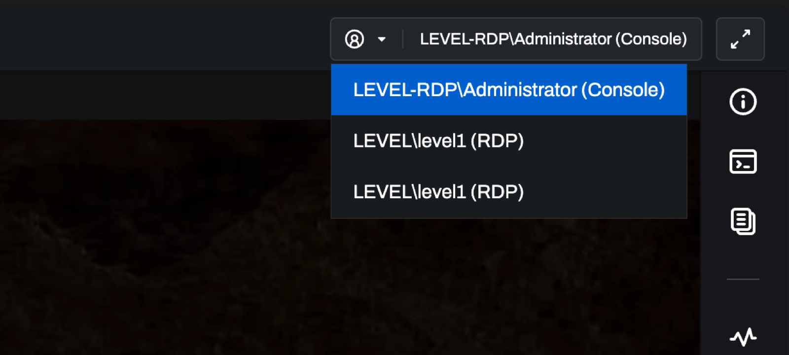 Level session selection for remote desktop protocol
