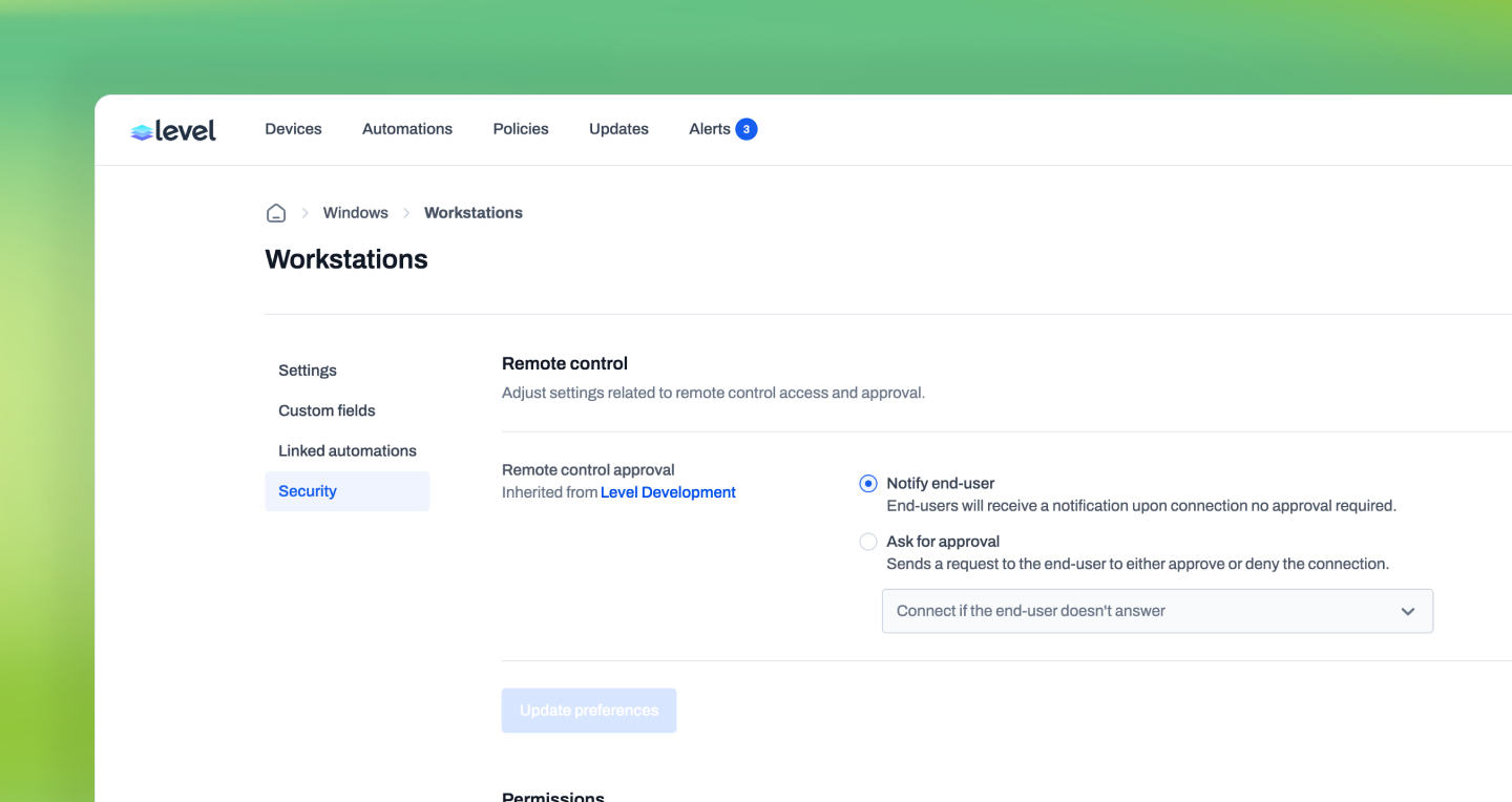 Granular remote session approval