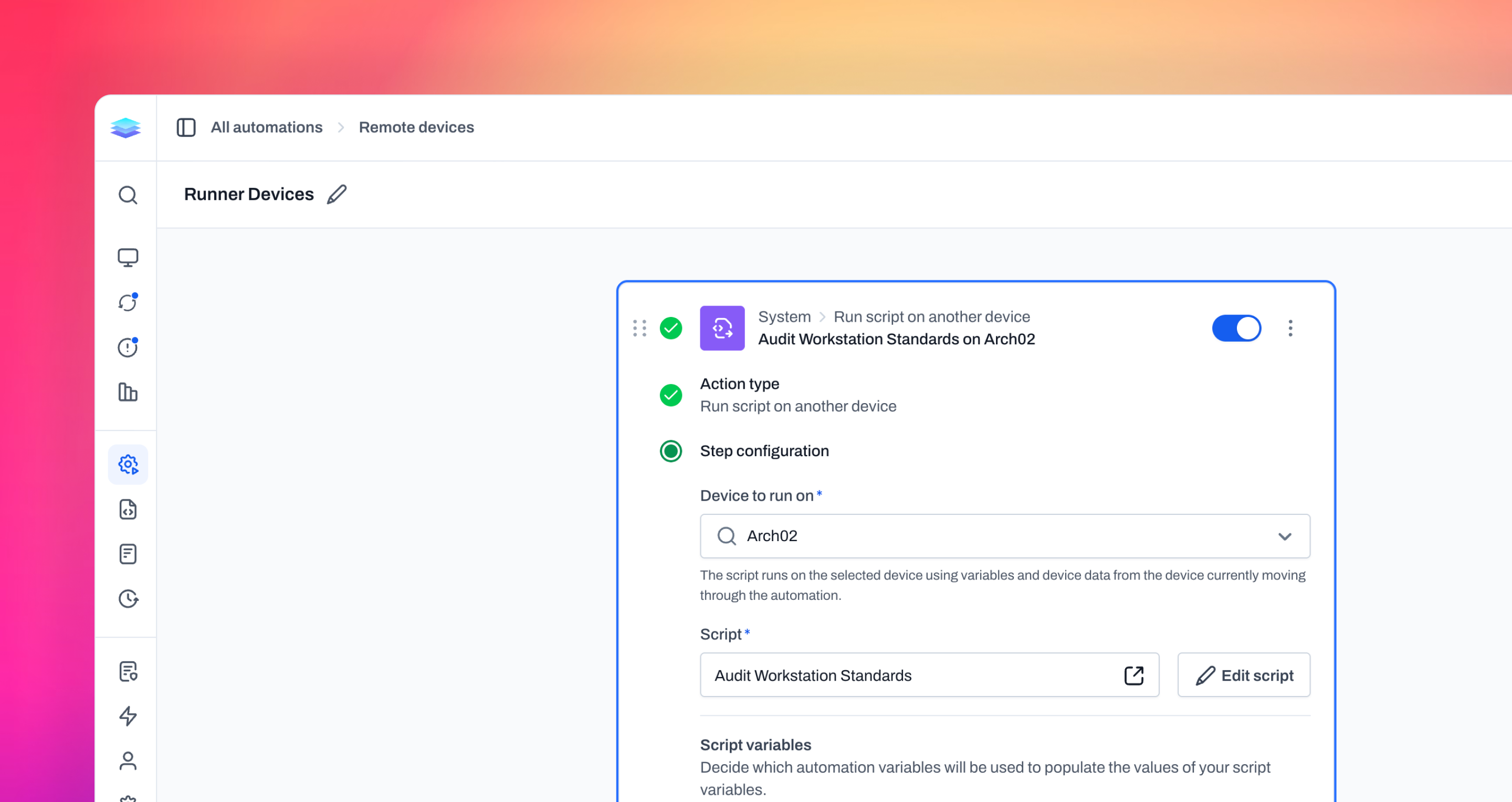 Remote execution actions